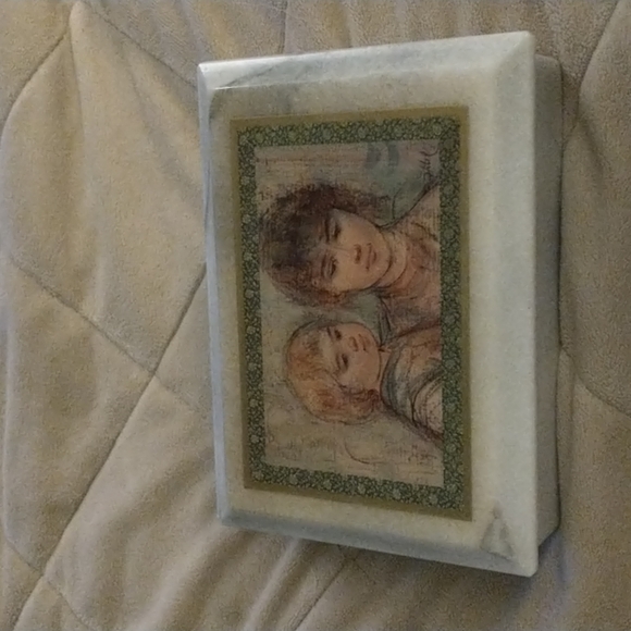 Edna Hibel Marble Trinket Jewelry Box With Lid Mother And Child - D3 - Picture 1 of 7